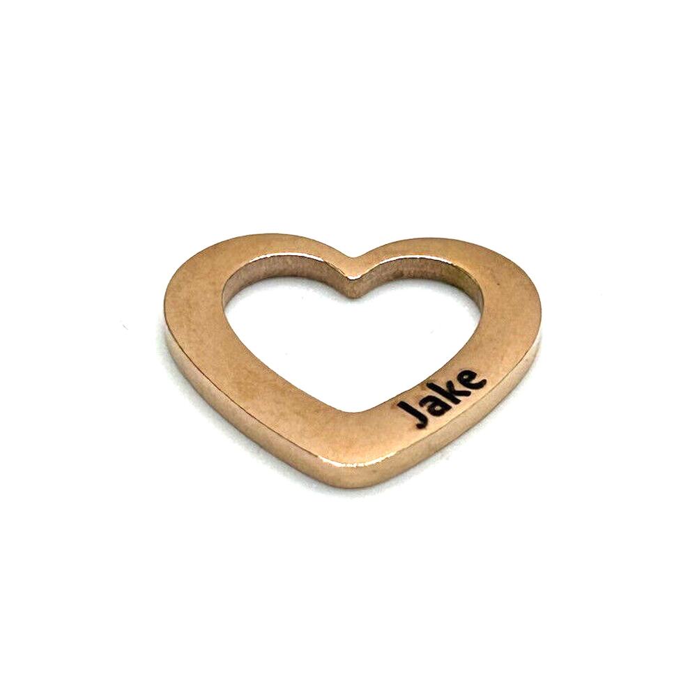 18K Rose Gold Plated Heart Pendant‎ Charm Engraved Jake New